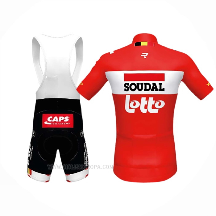 2020 Ropa Ciclismo Lotto Soudal Rojo Mangas Corta y Culotte Corto
